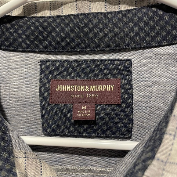 Johnston & Murphy Men's Button Down Shirt Gray Black Size Medium NWOT - Picture 4 of 4